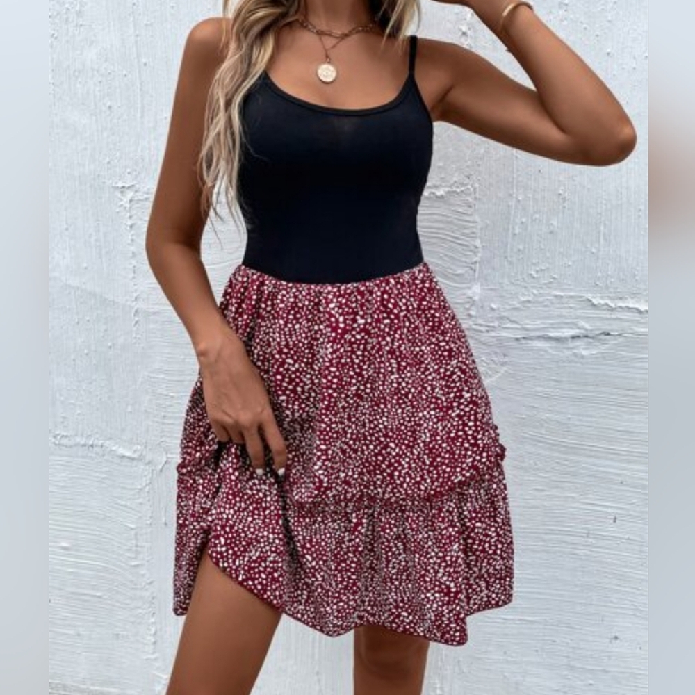 Greathe Dress Size Medium M 6 Elegant Flowy Patterned Tank Top Dress Skirt